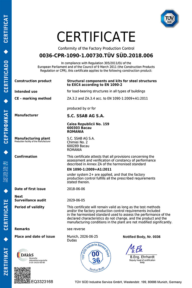 Structural Components And Kits For Steel Structures To EXC4 According To EN 1090-2