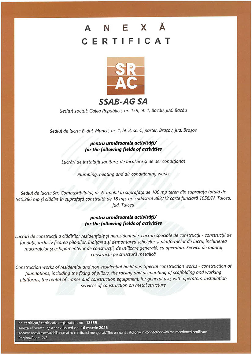 Anexa 2/2 Certificate SRAC